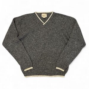 Vintage Woolrich Sweater Men’s XL Gray Knit Wool Blend Charcoal Cozy Warm 90s